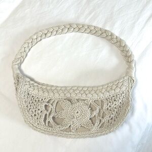 ZARA beach bag, color white, braid design, small.